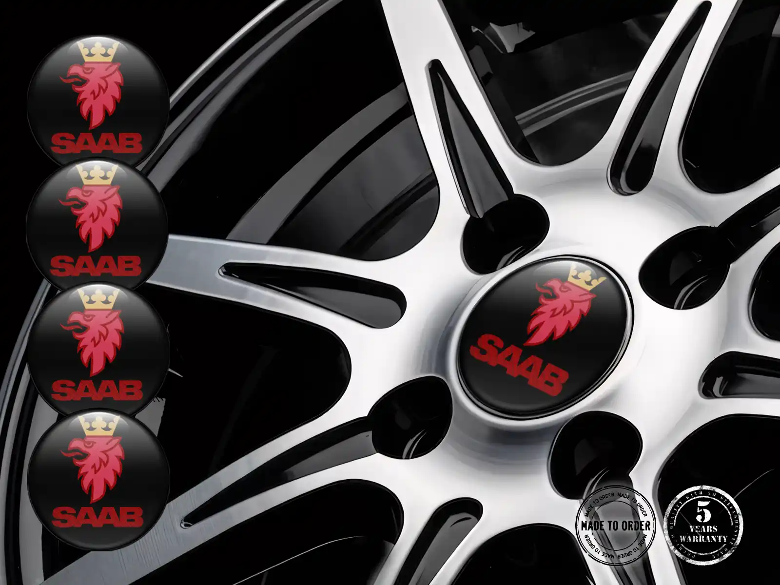 Saab Dekoration für Felgen Premium Epoxy-Labels